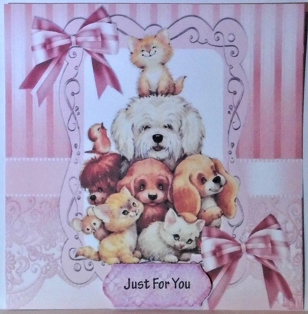  4 Cute best of friends together card fronts with bows 8x8 mini kit by Hazel Underwood