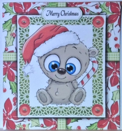 Gorgeous Brown Santa Bear 8x8 Mini Kit by Hazel Underwood