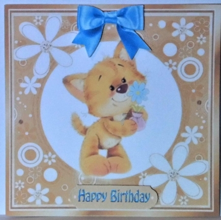4 Cute Ginger Kittens with bows card fronts 7x7 by Hazel Underwood