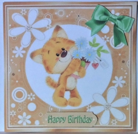 4 Cute Ginger Kittens with bows card fronts 7x7 by Hazel Underwood