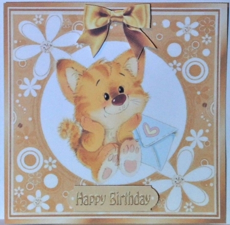 4 Cute Ginger Kittens with bows card fronts 7x7 by Hazel Underwood
