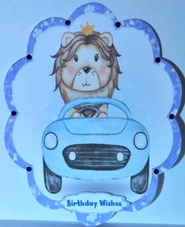 8, Lion and Friends Card Fronts  by Hazel Underwood