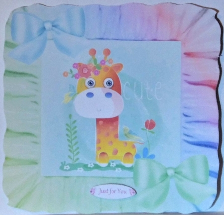 pretty water colour giraffe in rainbow frame 8x8 by Hazel Underwood