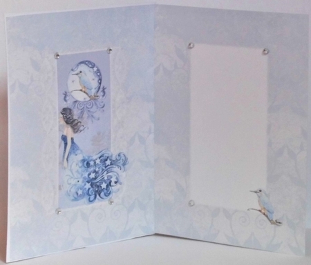 A5 Card Insert Dreamcatcher Moon Princess on Blue/White Background, Blank by Hazel Underwood