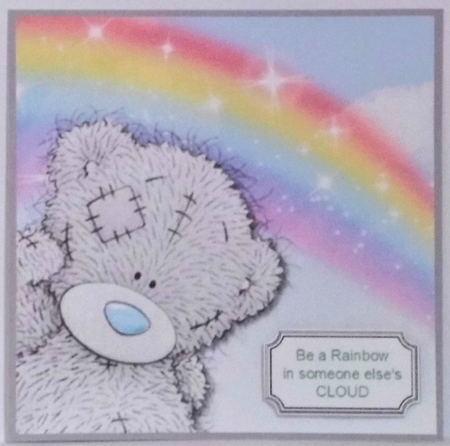 Tatty teddy rainbow quotes card topper by Hazel Underwood