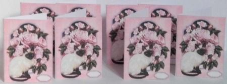 SIAMESE CAT WITH ROSES GIFT TAGS by Hazel Underwood