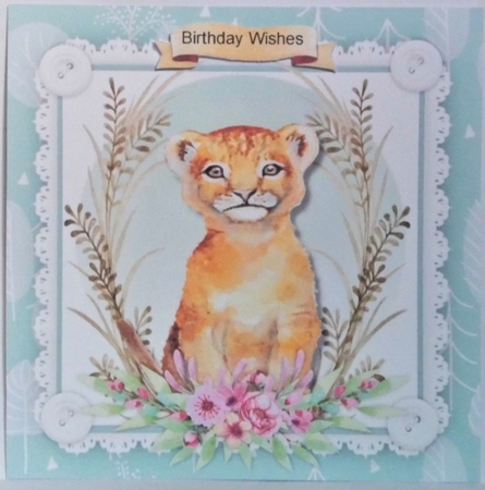 Lovely Lion in the Flowers by Hazel Underwood