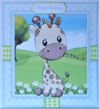 Cute Giraffe In Gingham Frame 8x8 by Hazel Underwood