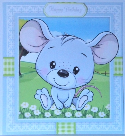Cute Mouse In Gingham Frame 8x8 by Hazel Underwood