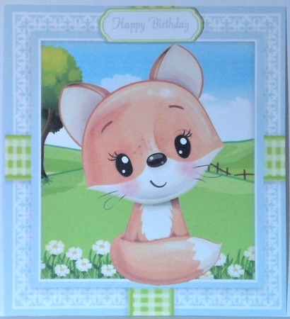 Cute Fox In Gingham Frame 8x8 by Hazel Underwood