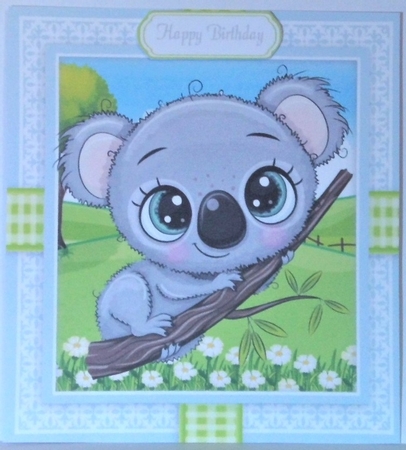 Cute Koala In Gingham Frame 8x8 by Hazel Underwood