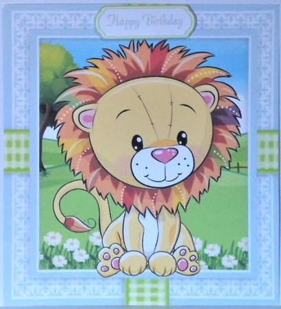 Cute Lion In Gingham Frame 8x8 by Hazel Underwood