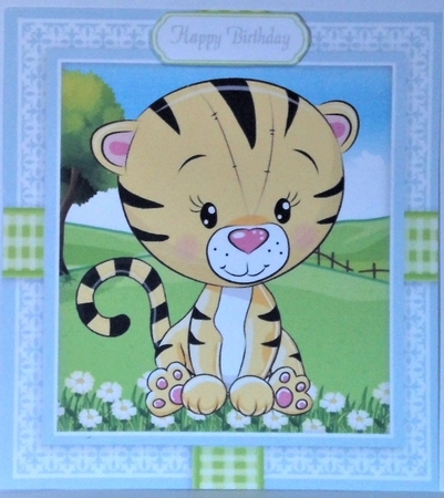 Cute Cheetah  In Gingham Frame 8x8 by Hazel Underwood