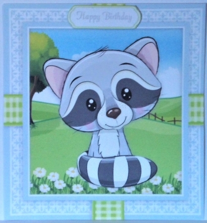 Cute Raccoon  In Gingham Frame 8x8 by Hazel Underwood