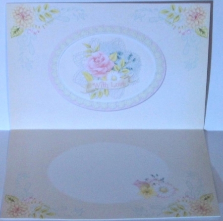 A5 Card Insert Floral with Old Paper Background and Floral Lace Corners by Hazel Underwood