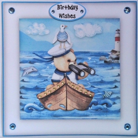 Teddy Can You See What I Can See? 8 x 8 Card Topper & Decoupage by Hazel Underwood