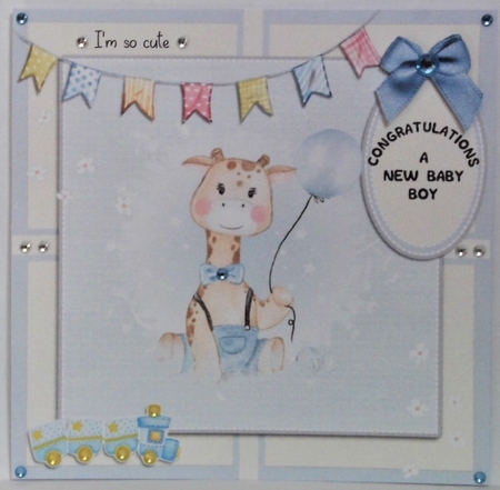 Giraffe card - new baby boy  by Hazel Underwood