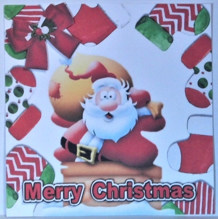 santa in the chimney in christmas sock frame 7x7 by Hazel Underwood
