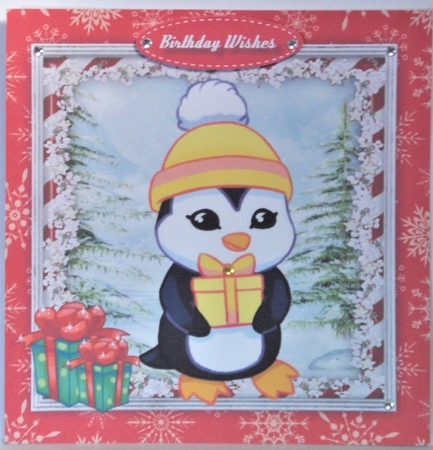 6, Christmas Penguins + 2 Blank Incerts by Hazel Underwood