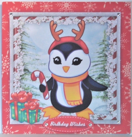 6, Christmas Penguins + 2 Blank Incerts by Hazel Underwood