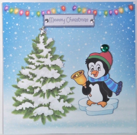 CHRISTMAS PENGUIN WITH BELL 6X6 by Hazel Underwood