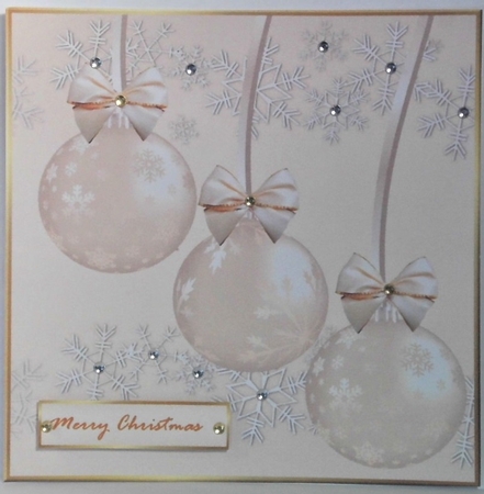 Christmas Baubles In Cream Topper by Hazel Underwood