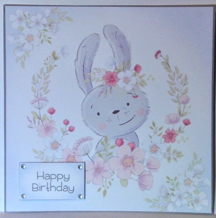 Cute Animals Floral Wreath - Bunny by Hazel Underwood