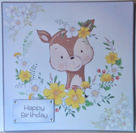 Cute Animals Floral Wreath - Deer by Hazel Underwood