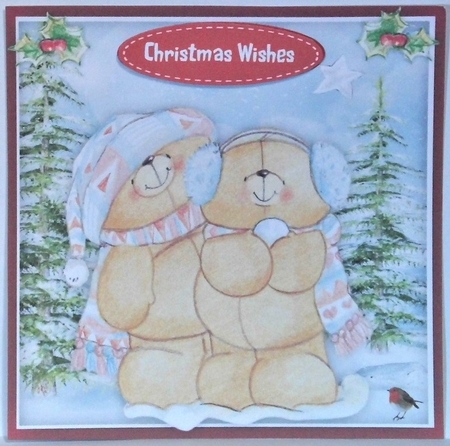 6, Christmas Teddies + 2 Incerts by Hazel Underwood