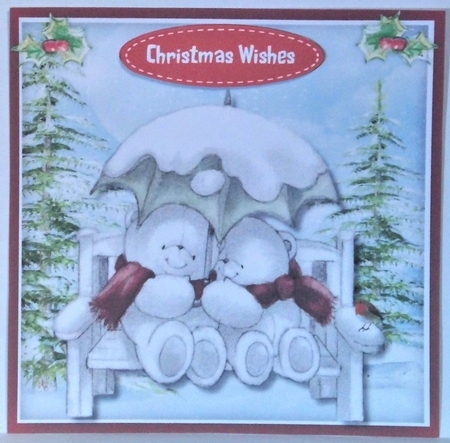 6, Christmas Teddies + 2 Incerts by Hazel Underwood