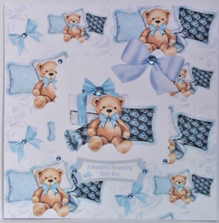Baby Boy Paper Pack Blue Seamless Pattern Cute Set Teddy Bear by Hazel Underwood