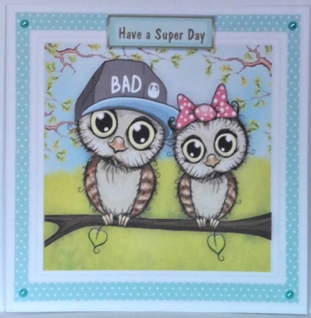 Owls on Tree Branch by Hazel Underwood