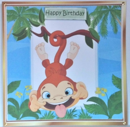 Cheeky Monkey in a jungle frame 8x8 by Hazel Underwood