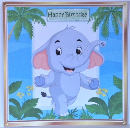 Lovely elephant in jungle frame 8x8 by Hazel Underwood
