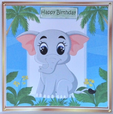 Cute elephant in jungle frame 8x8 by Hazel Underwood