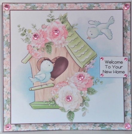 Welcome To Your New Home - Pink Roses 8x8 by Hazel Underwood