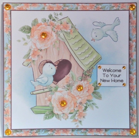 Welcome To Your New Home - Orange Roses 8x8 by Hazel Underwood