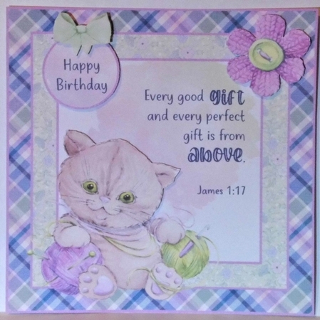 James 1-15 Bible Verse Home Made Kitty Cat Card Kit  by Hazel Underwood