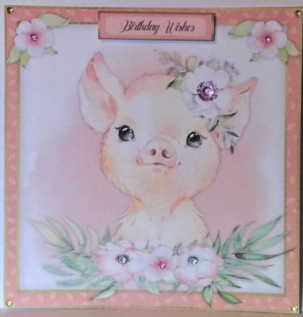 4, Animals with Flowers  Card Fronts  by Hazel Underwood