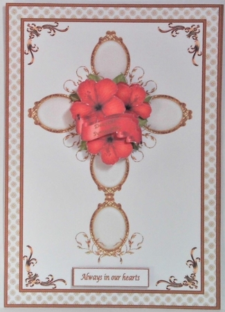 A5 red hibiscus sympathy step by step card front by Hazel Underwood