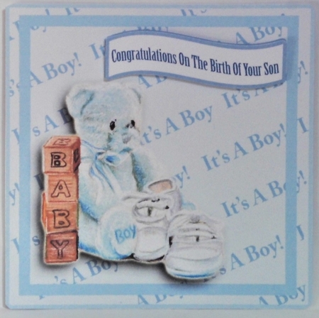 New Baby Boy Blue Teddy by Hazel Underwood