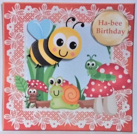 Ha-bee Birthday card front  by Hazel Underwood