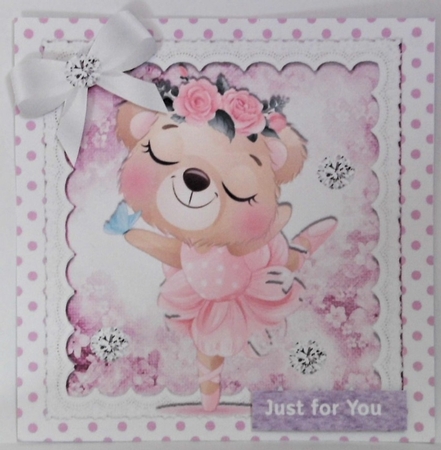 pretty ballerina teddy in pink 8x8 by Hazel Underwood