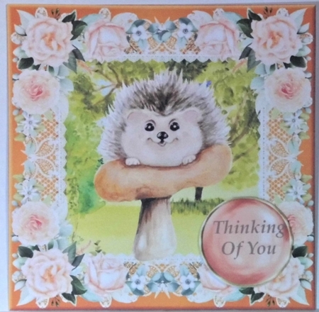 3 Peach cute hedgehog card fronts/toppers by Hazel Underwood