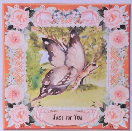 3 Peach cute butterfly card fronts/toppers by Hazel Underwood