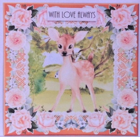 3 Peach cute deer card fronts/toppers by Hazel Underwood
