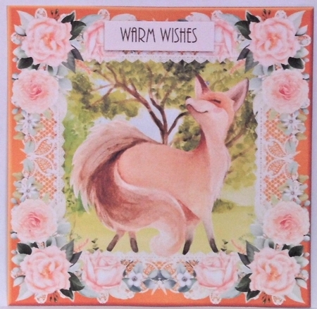 3 Peach cute fox card fronts/toppers by Hazel Underwood