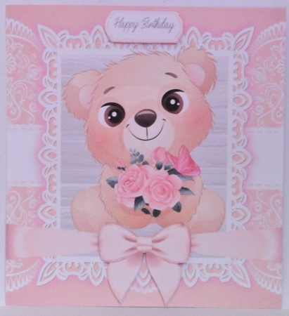 Gorgeous Pug With Pink Bow 8x8 by Hazel Underwood