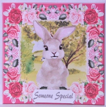 3 Pink bunny card fronts/toppers by Hazel Underwood