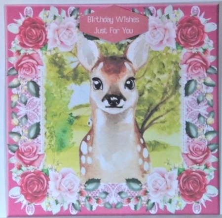 3 Pink fawn card fronts/toppers by Hazel Underwood